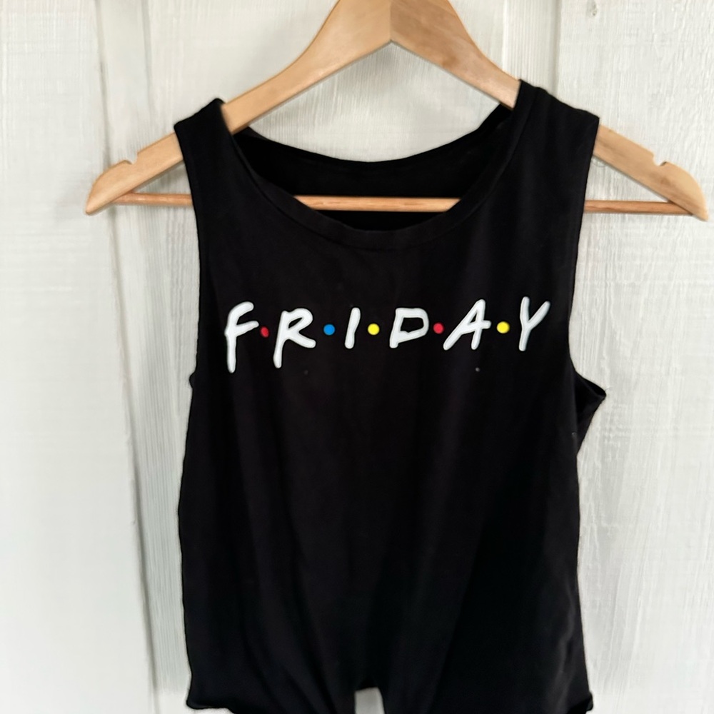 Black 'Friday' Friends Logo Graphic Tank Top